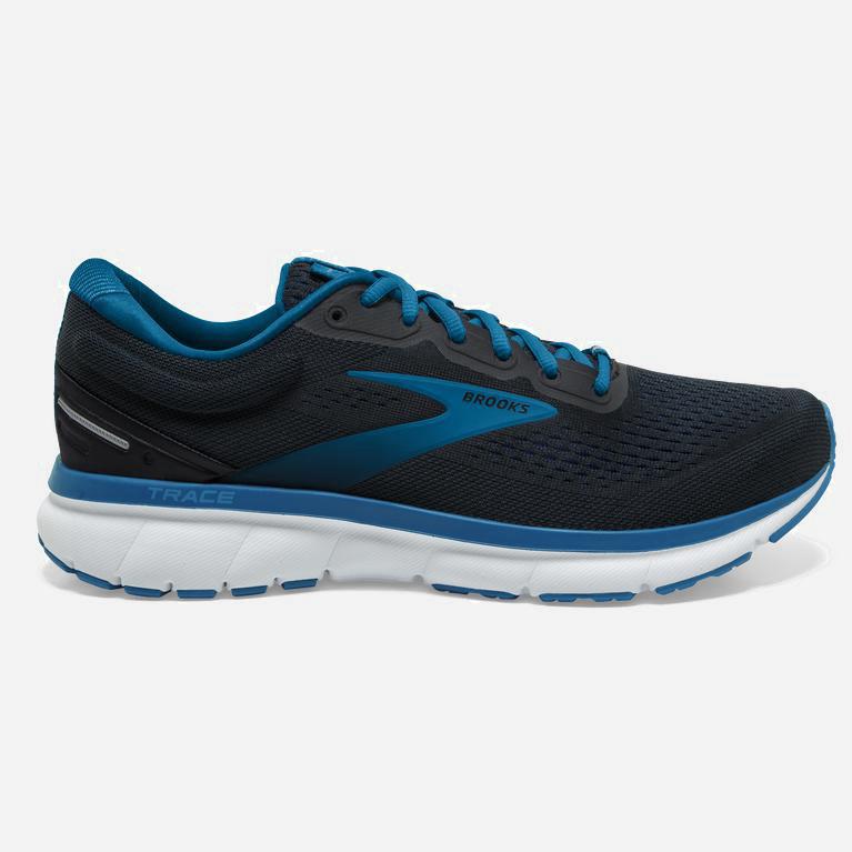 Brooks Trace NZ - Men's Adaptive Road Running Shoes - Black/Vivid Blue/Persimmon Orange (32587-KWIH)